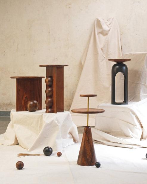 Vanta Reclaimed Teak Wood Side Table | Modern Black Accent Table for Living Room & Bedroom