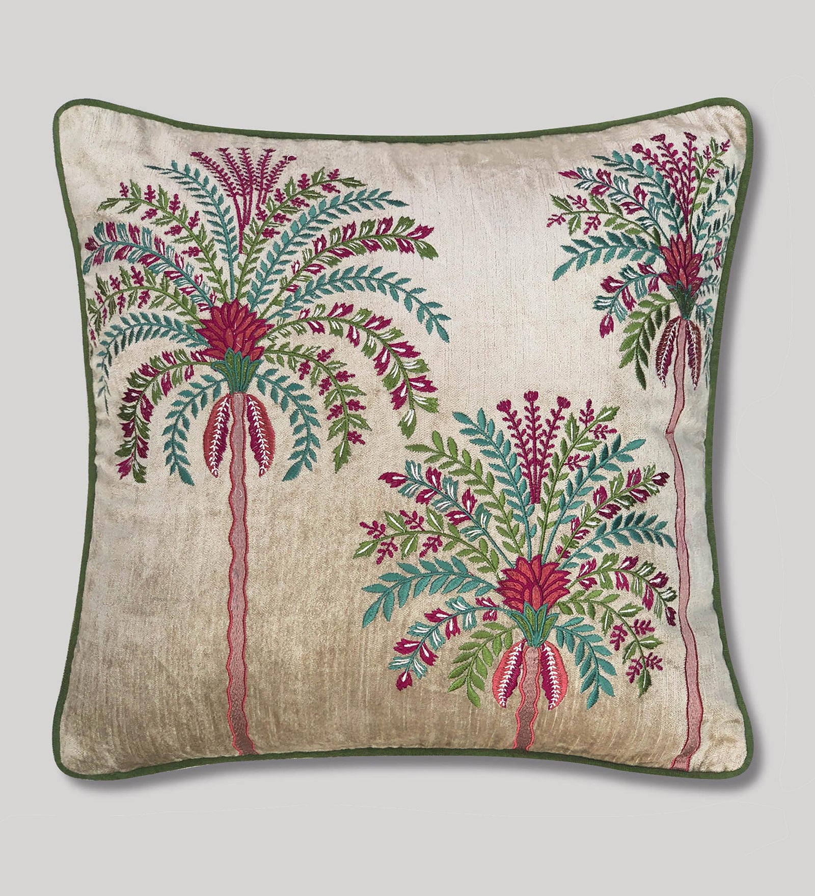 Udaya Palm Embroidery Cushion Cover - 18x18