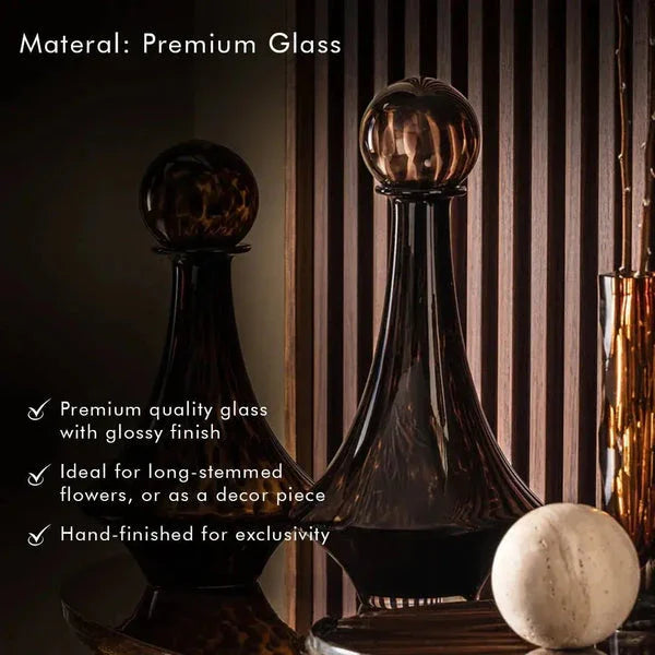 Elysian Tall Stout Glass Vase | Smoked Brown Decorative Flower Vase for Modern Home Décor