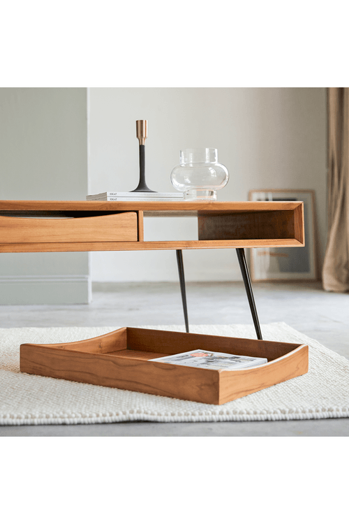 Albi Solid Mango Wood Center Table with Drawer | Coffee Table for Living Room