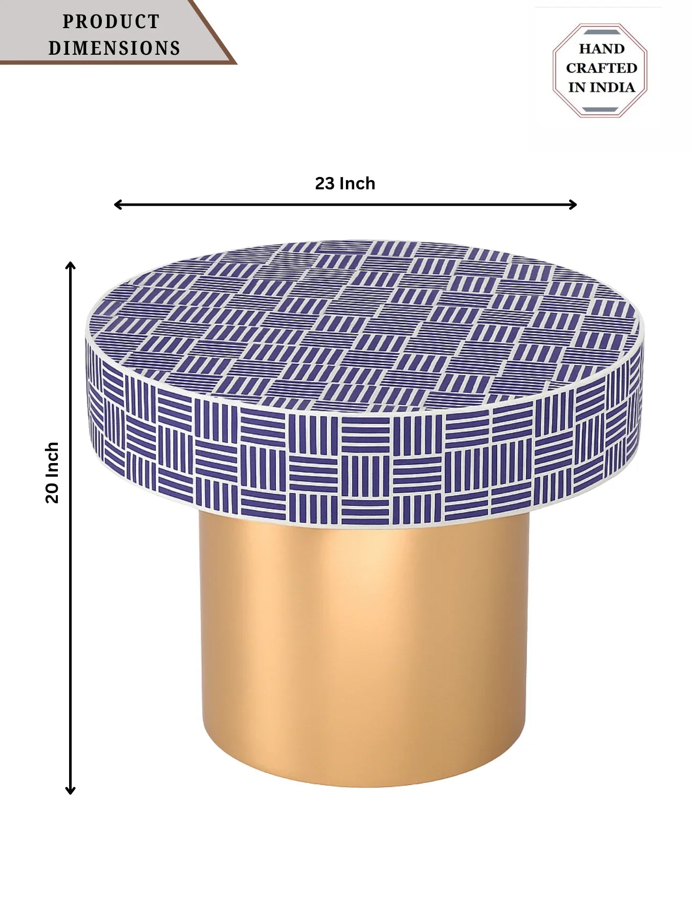 Handcrafted Inlay Round Accent Side Table