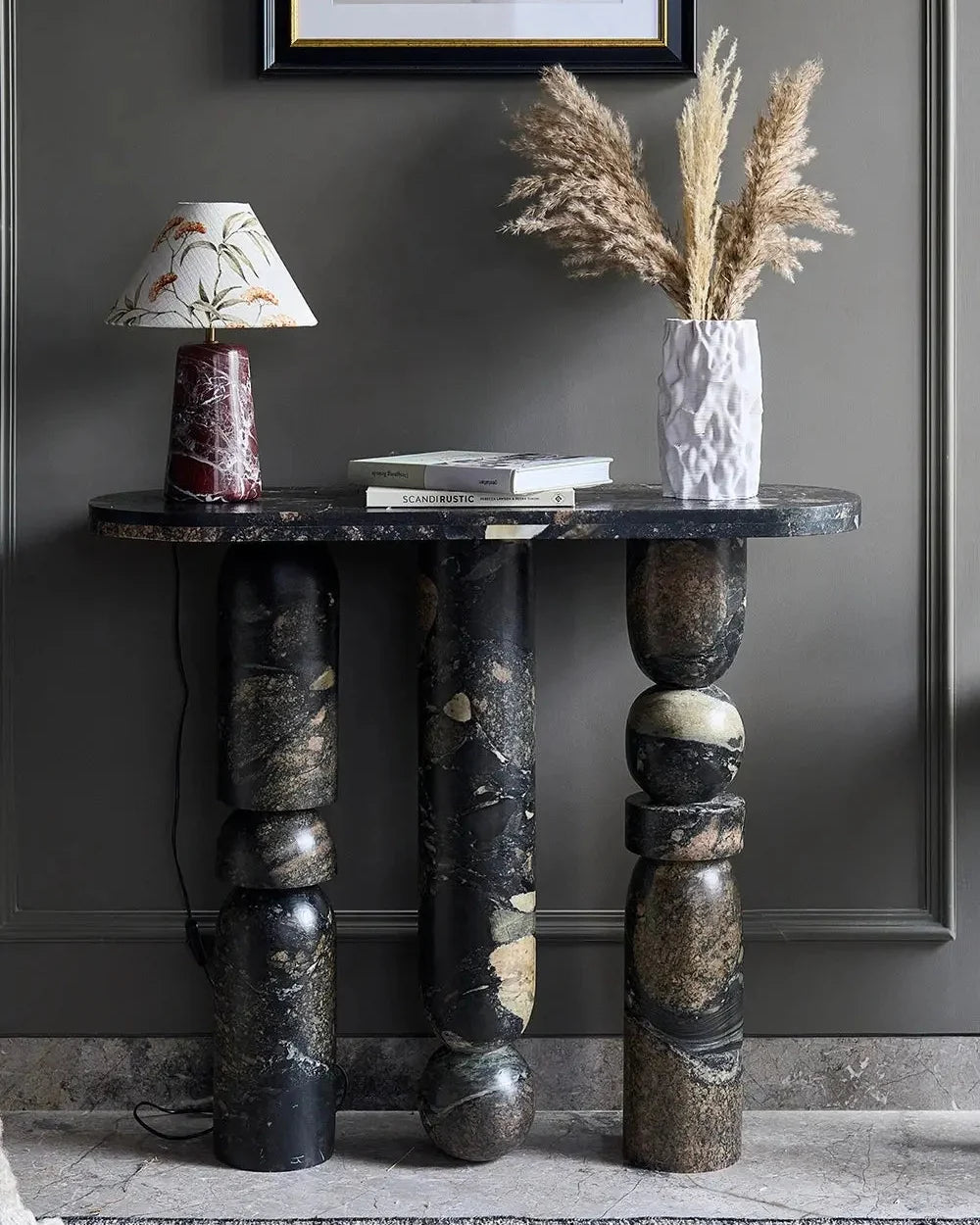 Ribl - Marinace Black Marble Console Table