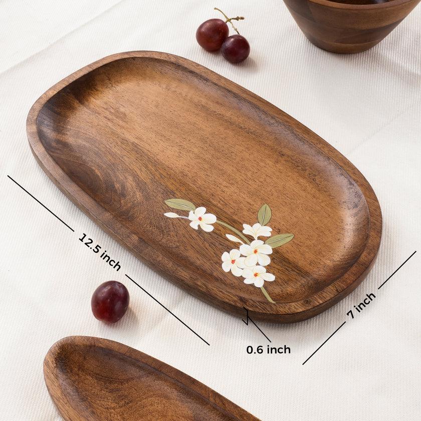 Bella Mango Wood Serving Platter | Snacks Serving Tray for Home Kitchen & Cafe -Pack 1
