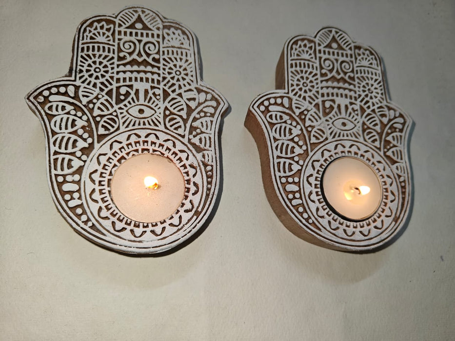 Hamsa hand tea light holder Set of 2