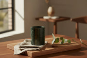 Green Marble With Brass Inlay Work Cutlery Holder