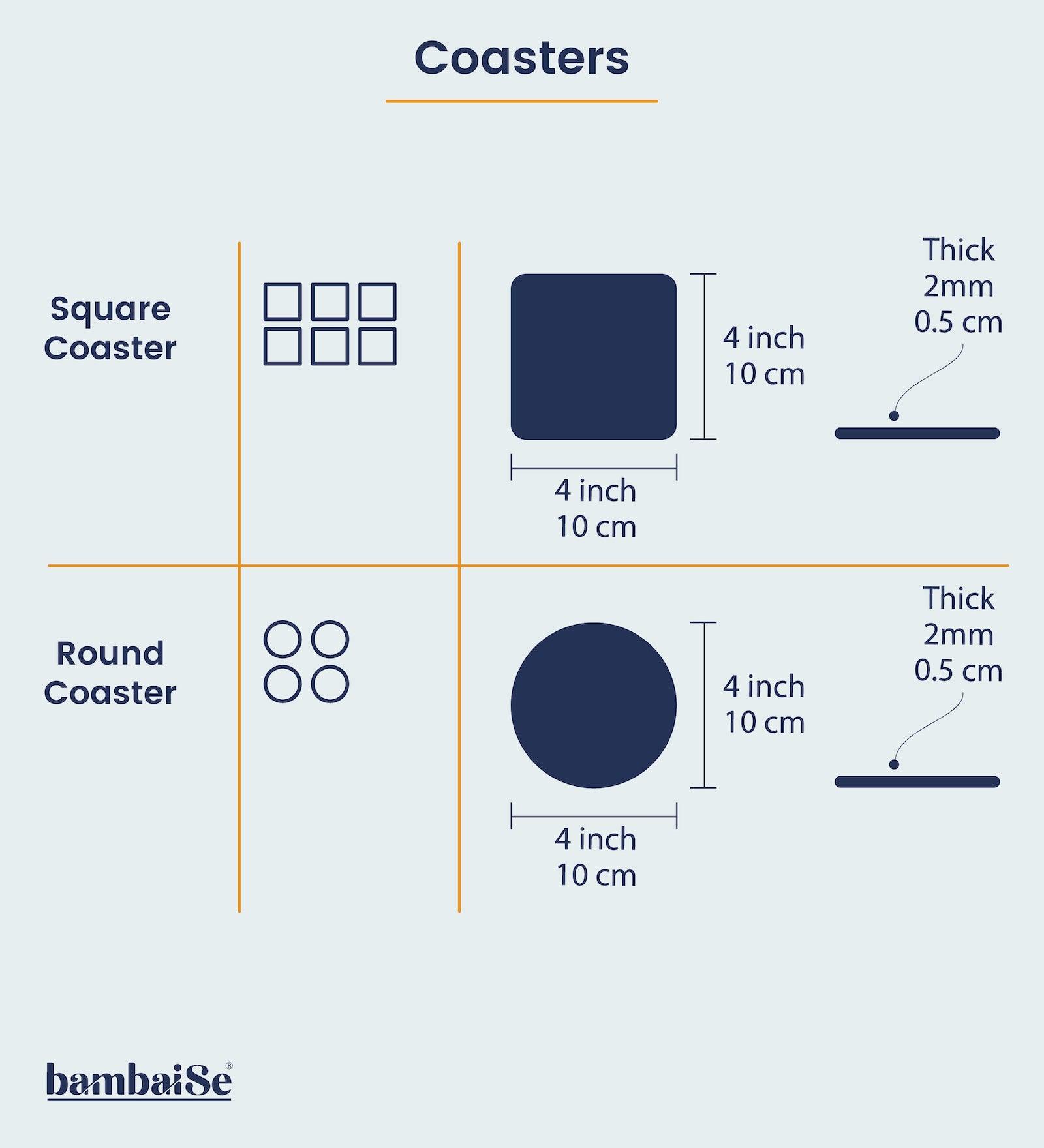 Blue Petal Wood Coaster (Set of 4)