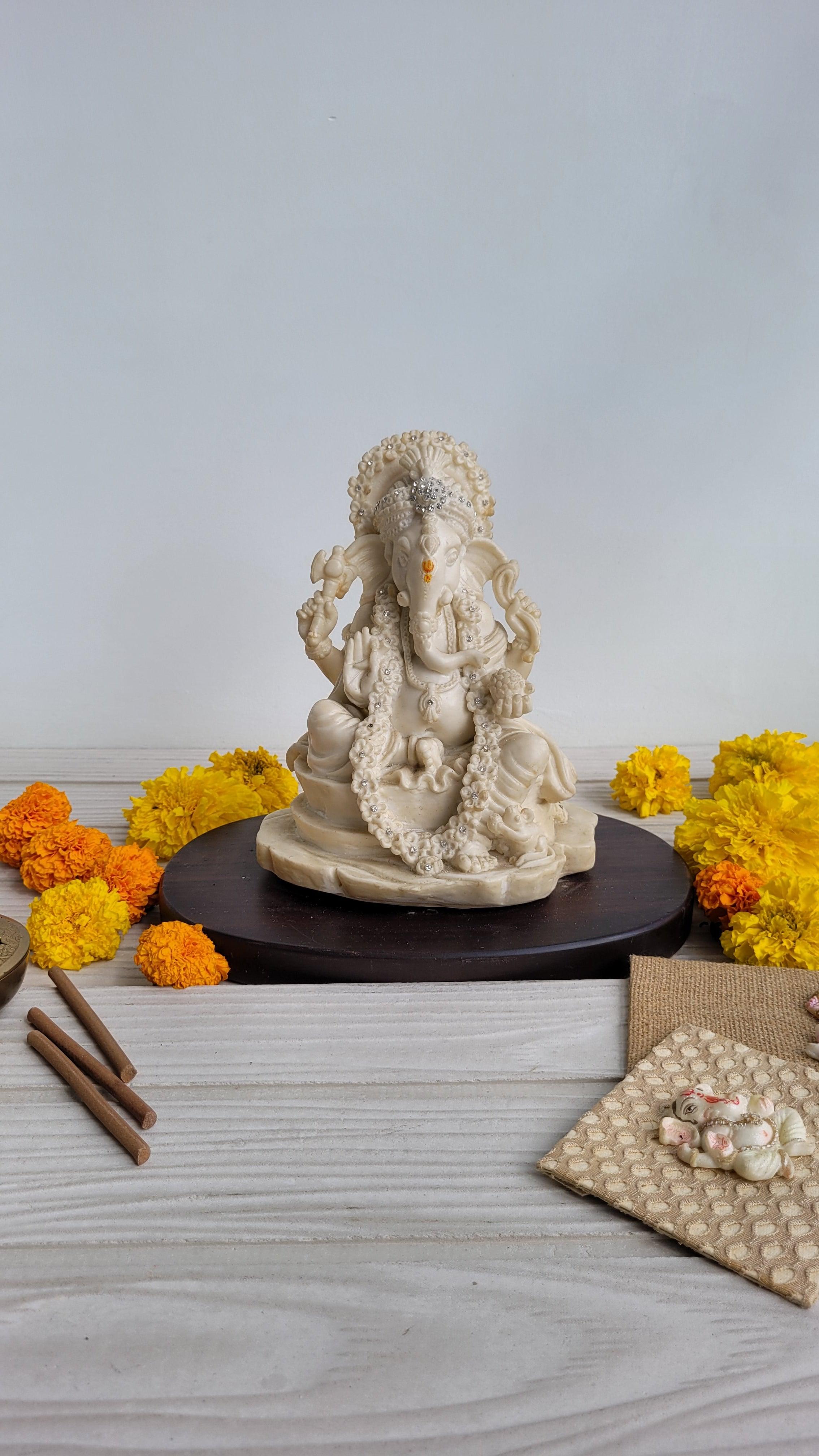 Regal Ivory Ganesha Statue