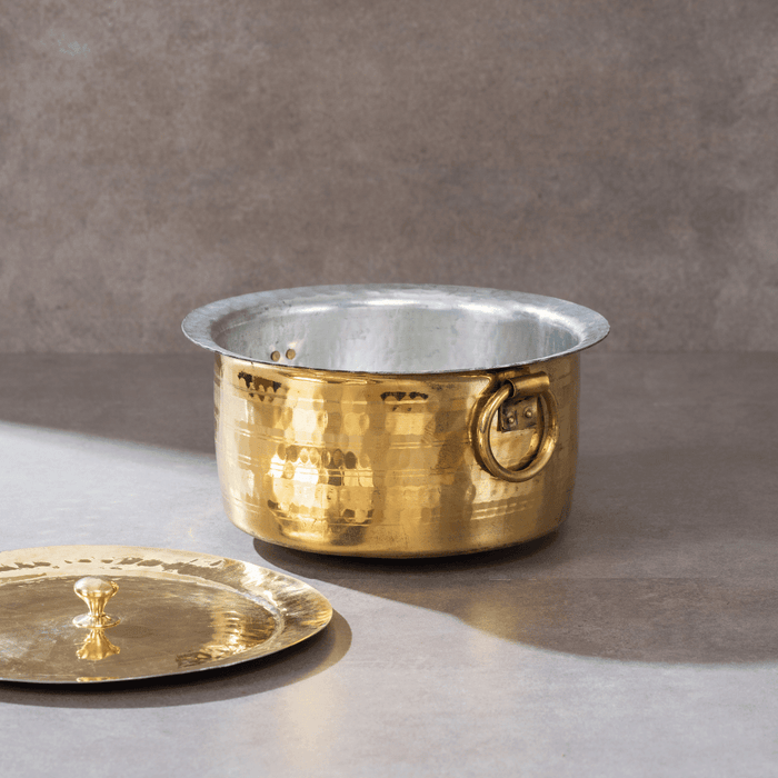 Brass Patila with Lid | Milk Pot & Bhagona | Brass Tapeli for Cooking