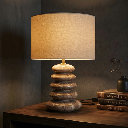 Kora Panther Marble Table Lamp Base | Luxury Natural Stone Lamp for Modern Interiors
