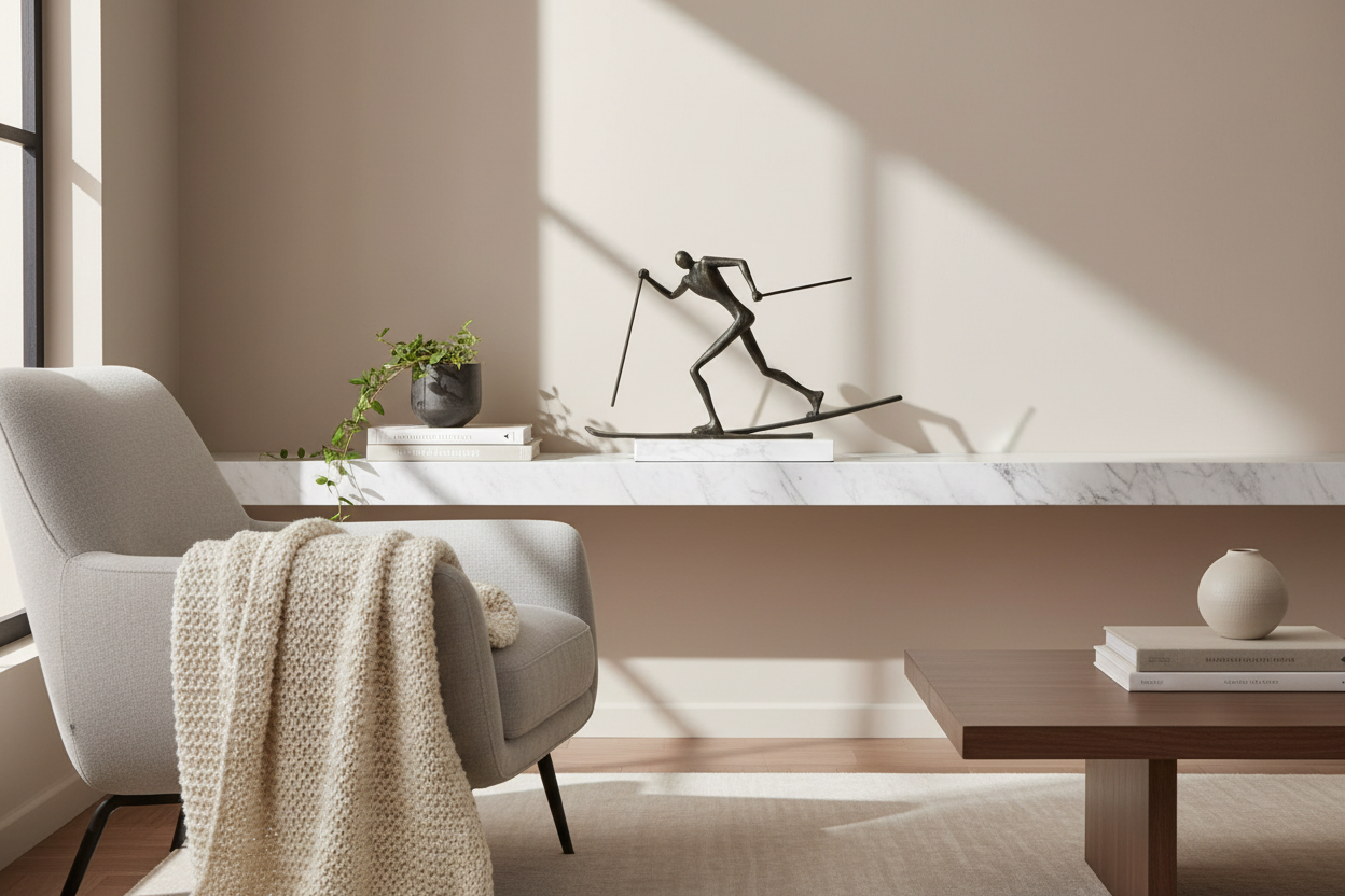 The Skiing Man Decorative Sculpture | Luxury Marble Statement Art | Showpiece Home Decor Item