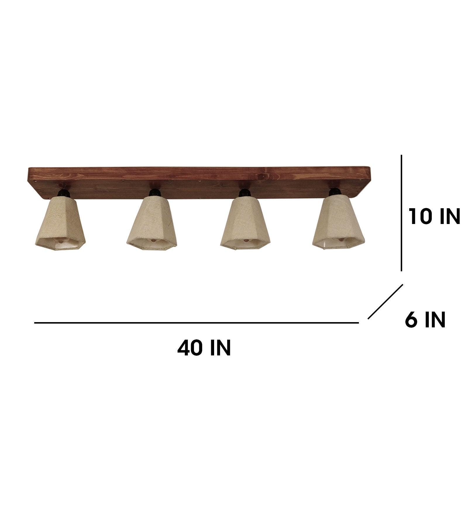 Hexagon Brown Wooden 4 Series Ceiling Lamp