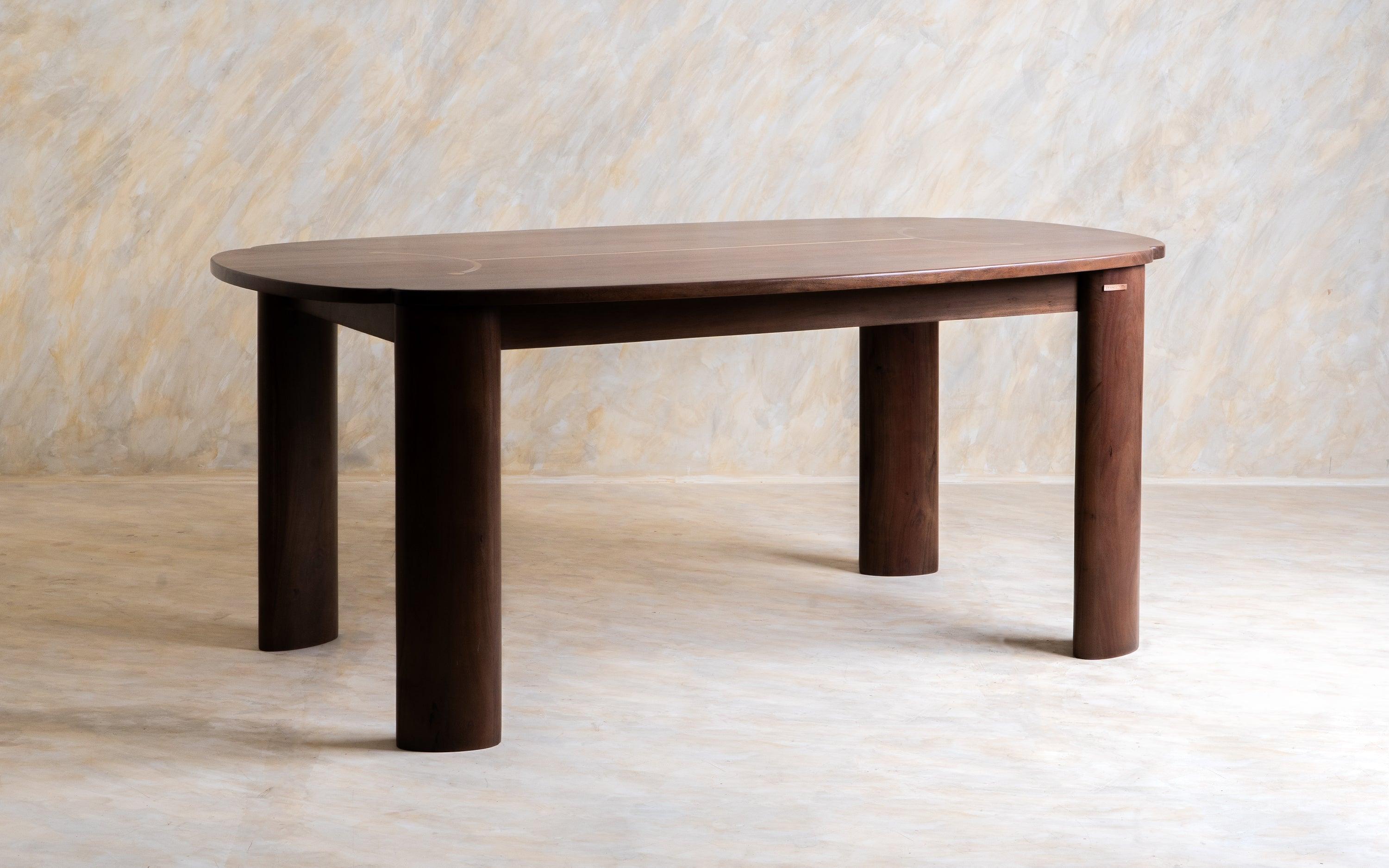 Twilight Dining Table 6 Seater | Acacia Wood and Brass