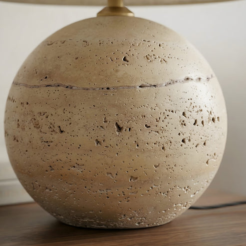 Orbis Spherical Travertine Lamp Collection