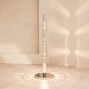 Reef Designer Floor Lamp | Modern Clear Glass and Nickel Finish Standing Lamp for Living Room & Bedroom