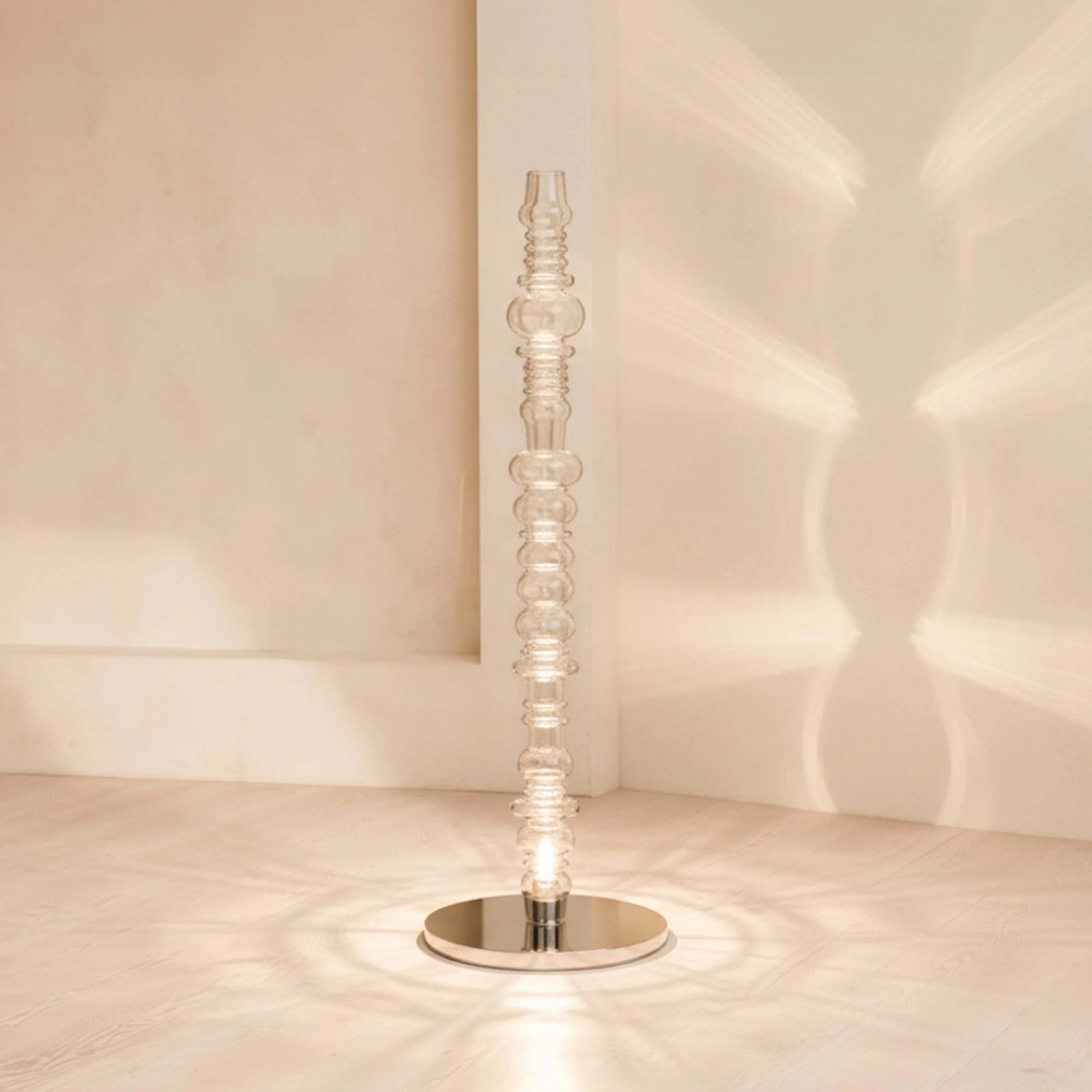 Reef Designer Floor Lamp | Modern Clear Glass and Nickel Finish Standing Lamp for Living Room & Bedroom