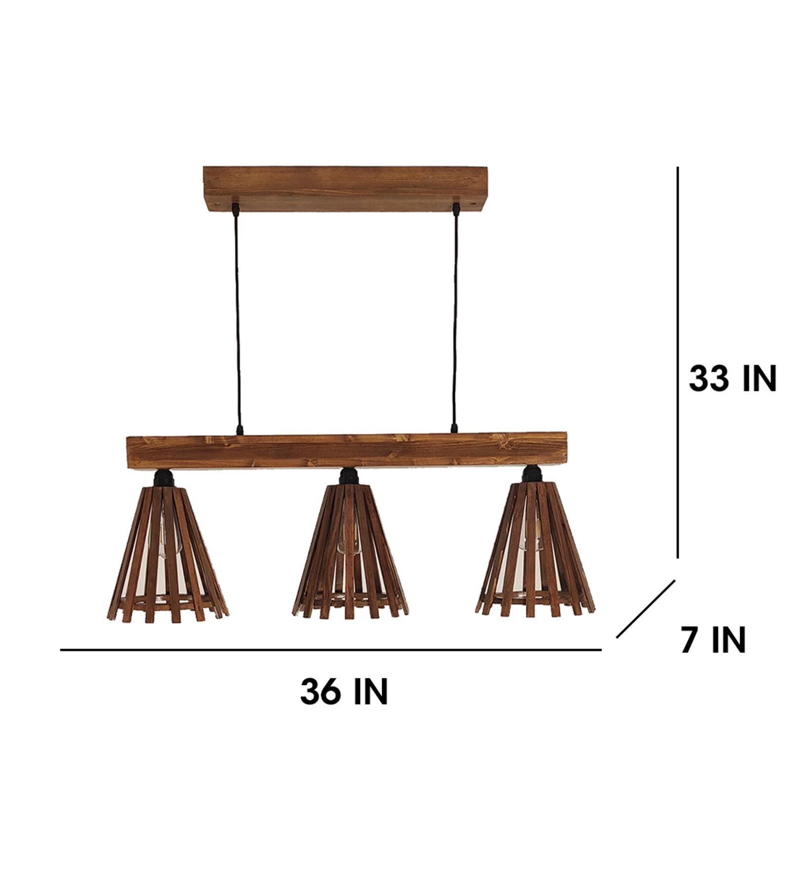 Funnel Brown Wooden 3 Series Hanging Lamp