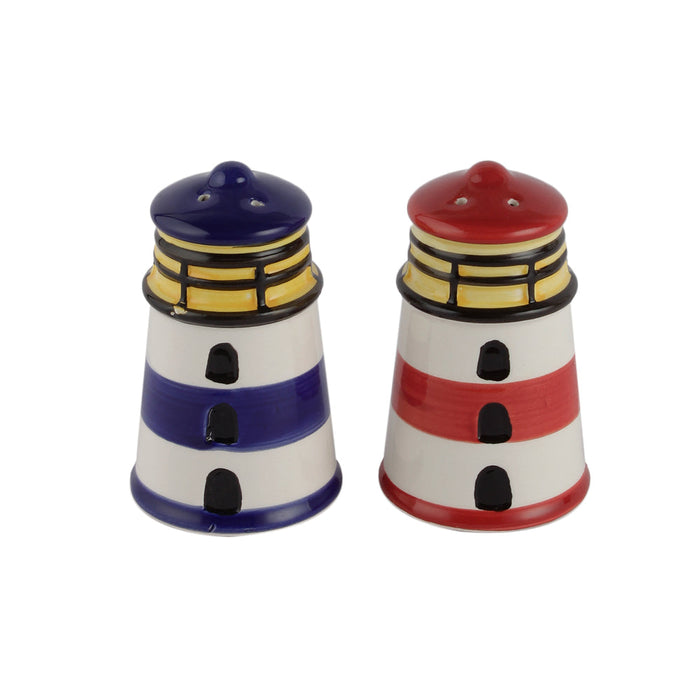 Lighthouse Salt And Pepper Set - Red/Blue