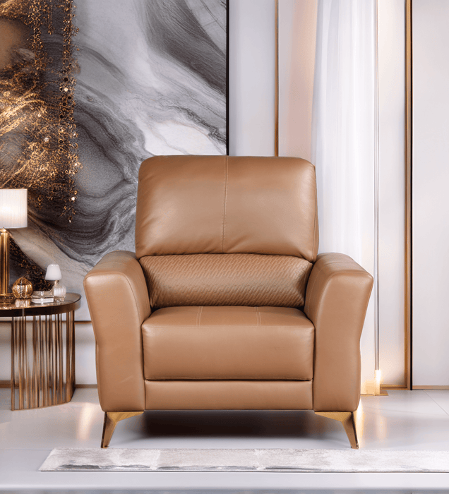 Madrid Genuine Leather Modern design sofa In Brown Colour