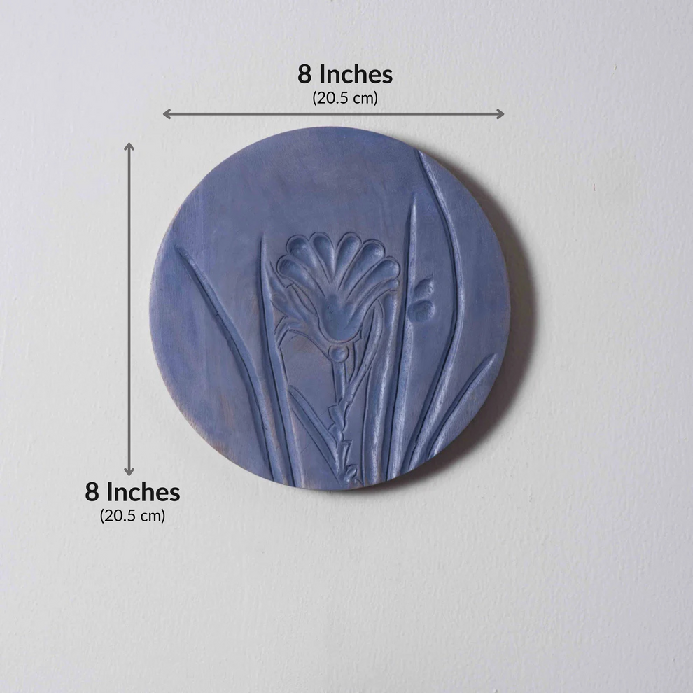 Cerulean Garden – Handcrafted Round Wall Plate