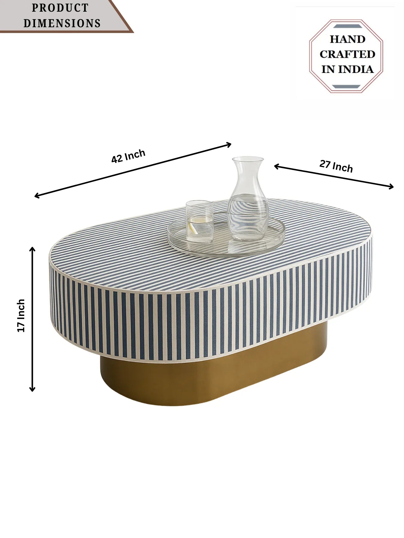 Inlay Jordan Oval Shape Coffee Table - Waterfall