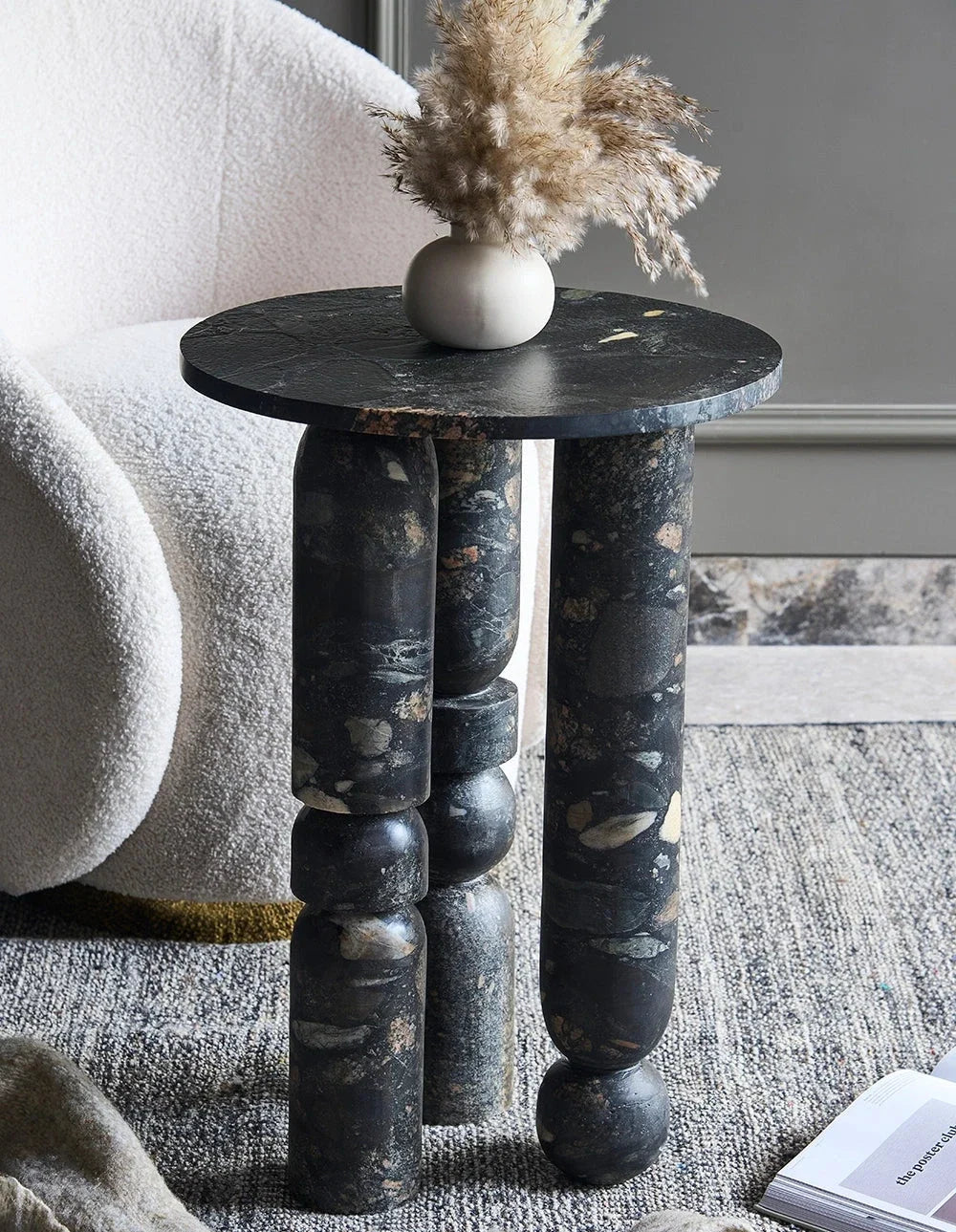 Ribl - Marinace Black Marble | Side Table