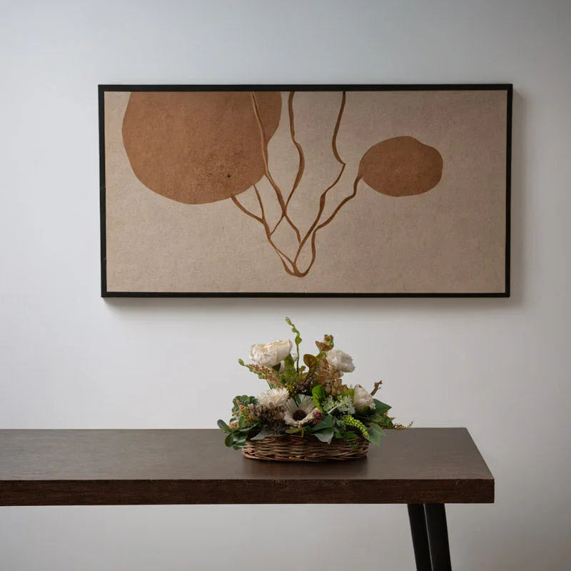 Can Basket with Sola Wood Flower Arrangement for Home Decor | Decorative Faux Floral Décor