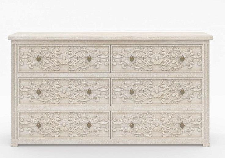 Magna Carved Wooden Chest Of Drawer / Dresser |  Mango Wood
