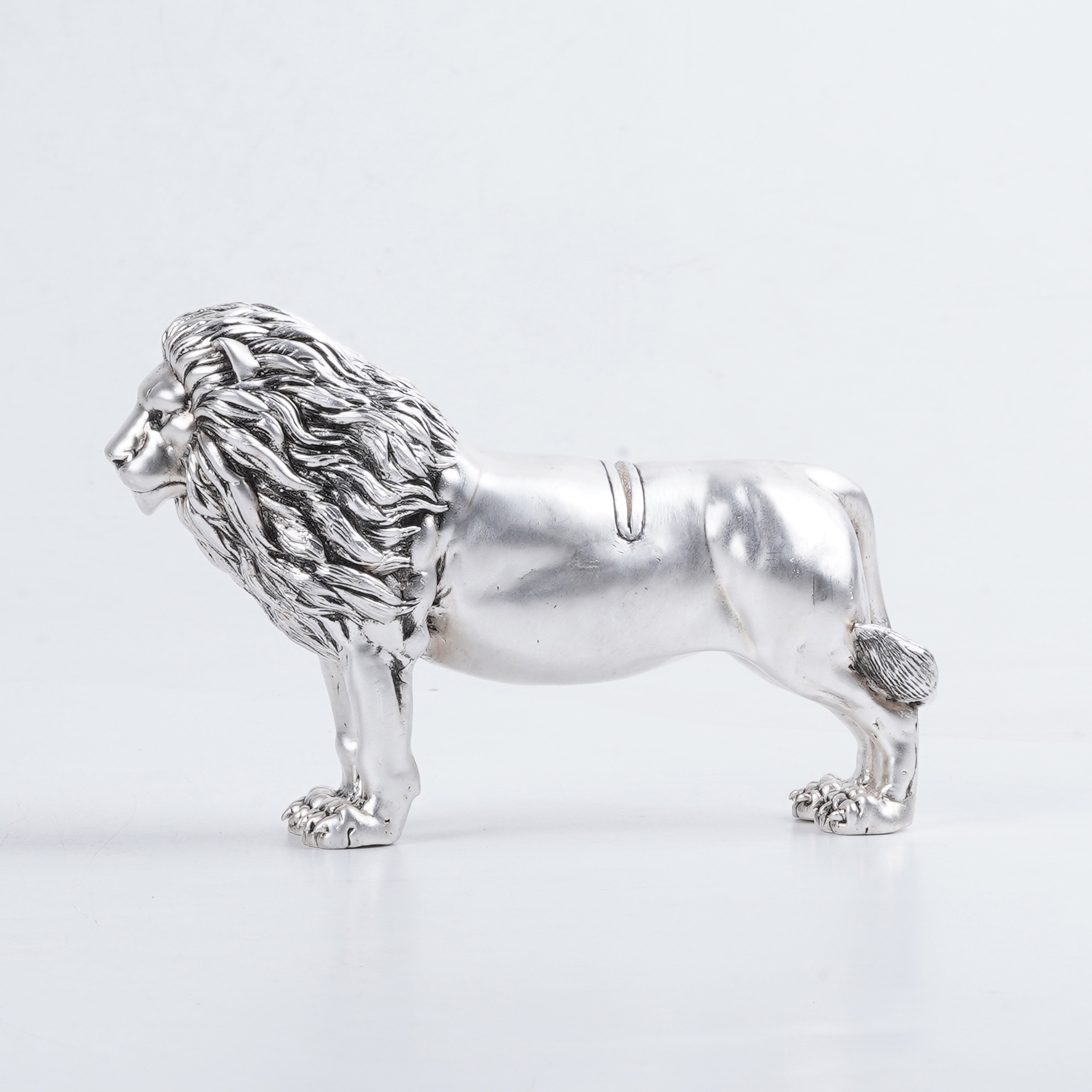 Silver Plated Brass Standing Lion Card Holder