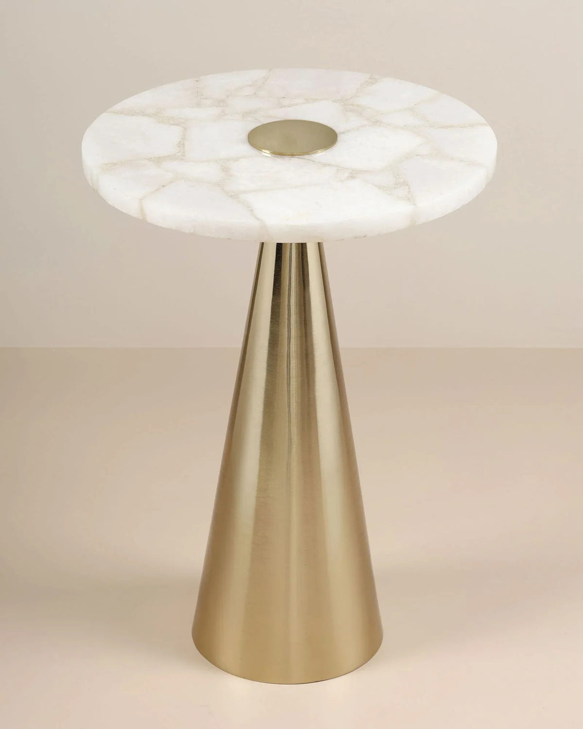 Athena Side Table | Luxury Agate Marble Top with Brass-Finished End Table For Living Room