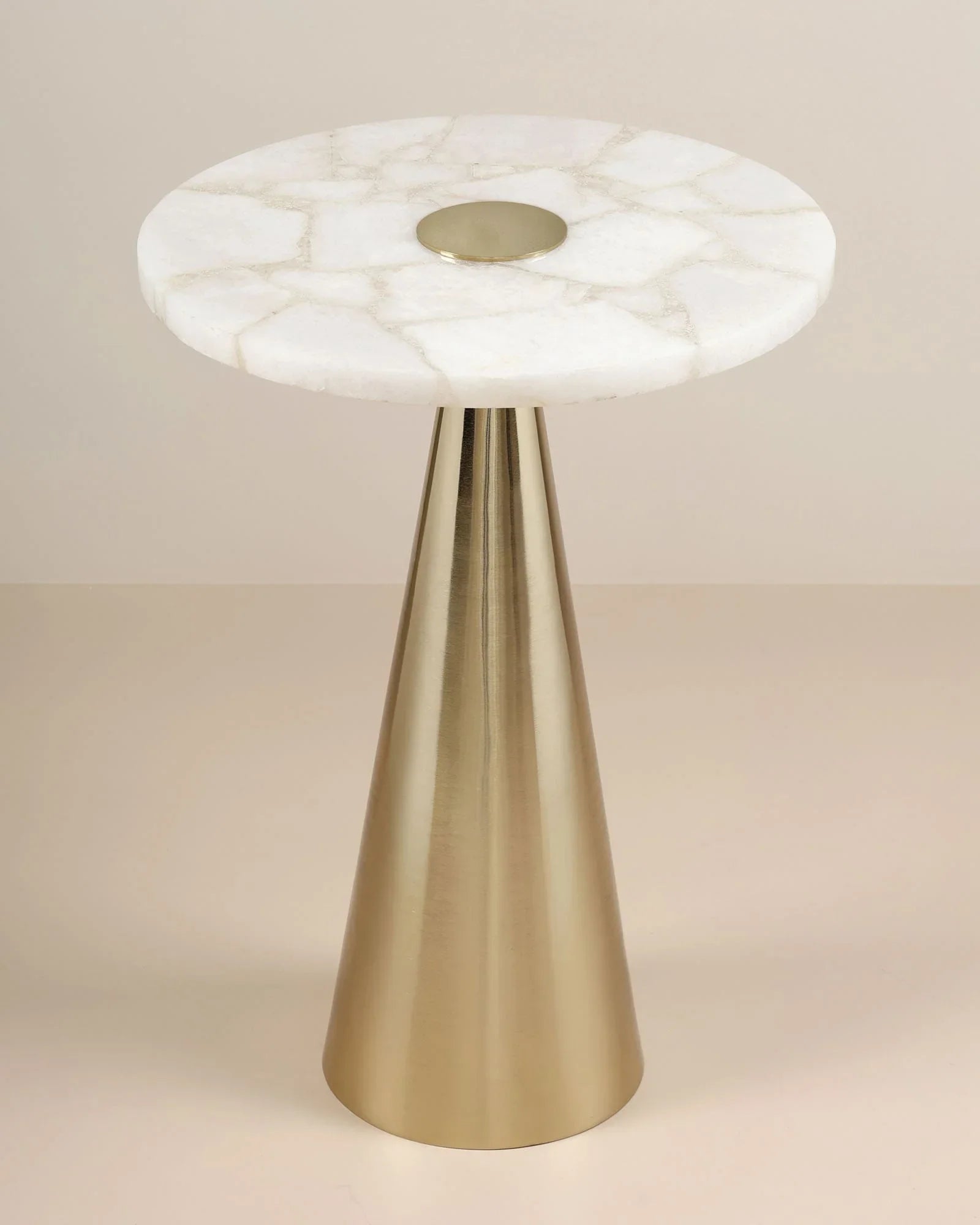 Athena Side Table | Luxury Agate Marble Top with Brass-Finished End Table For Living Room