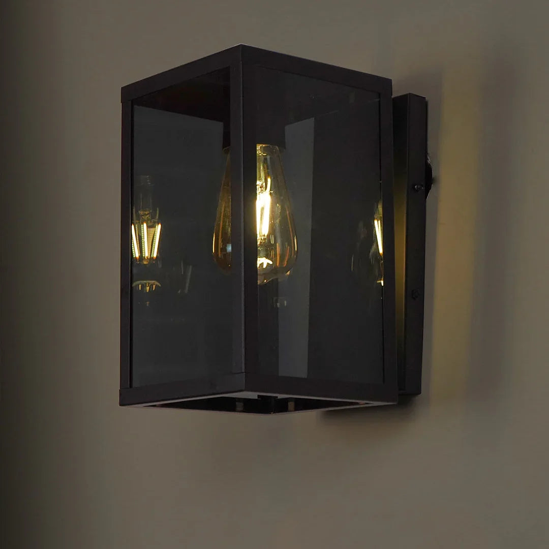 Contemporary Cuboid Black Glass Wall Light