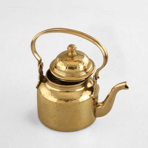 Brass Tea Pot | Serving Tea Kettle | Brass Hammered Tea Kettle | Vintage Teapot - 1 LTR