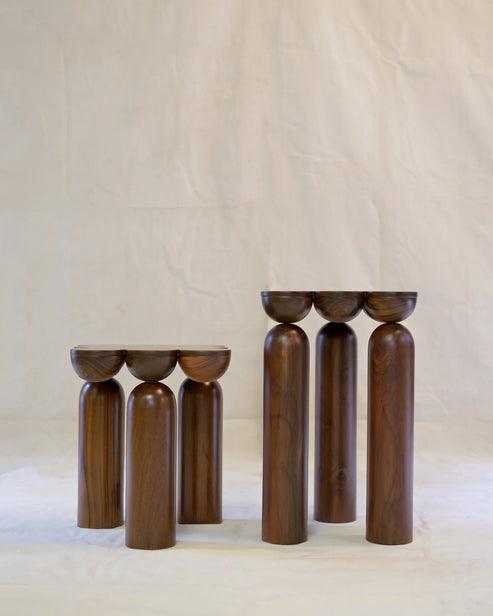 Scallop Nested Side Tables Set of 2 | Handcrafted Teak Wood Accent Tables (Set of 2) Nesting Tables