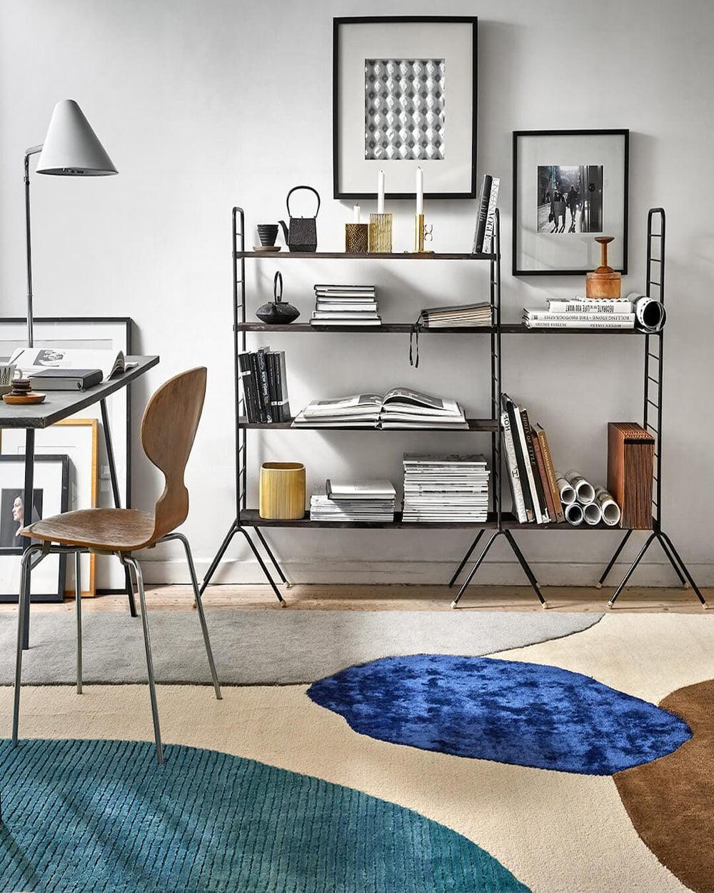 Profound Wool Viscose Rug Ivory Teal