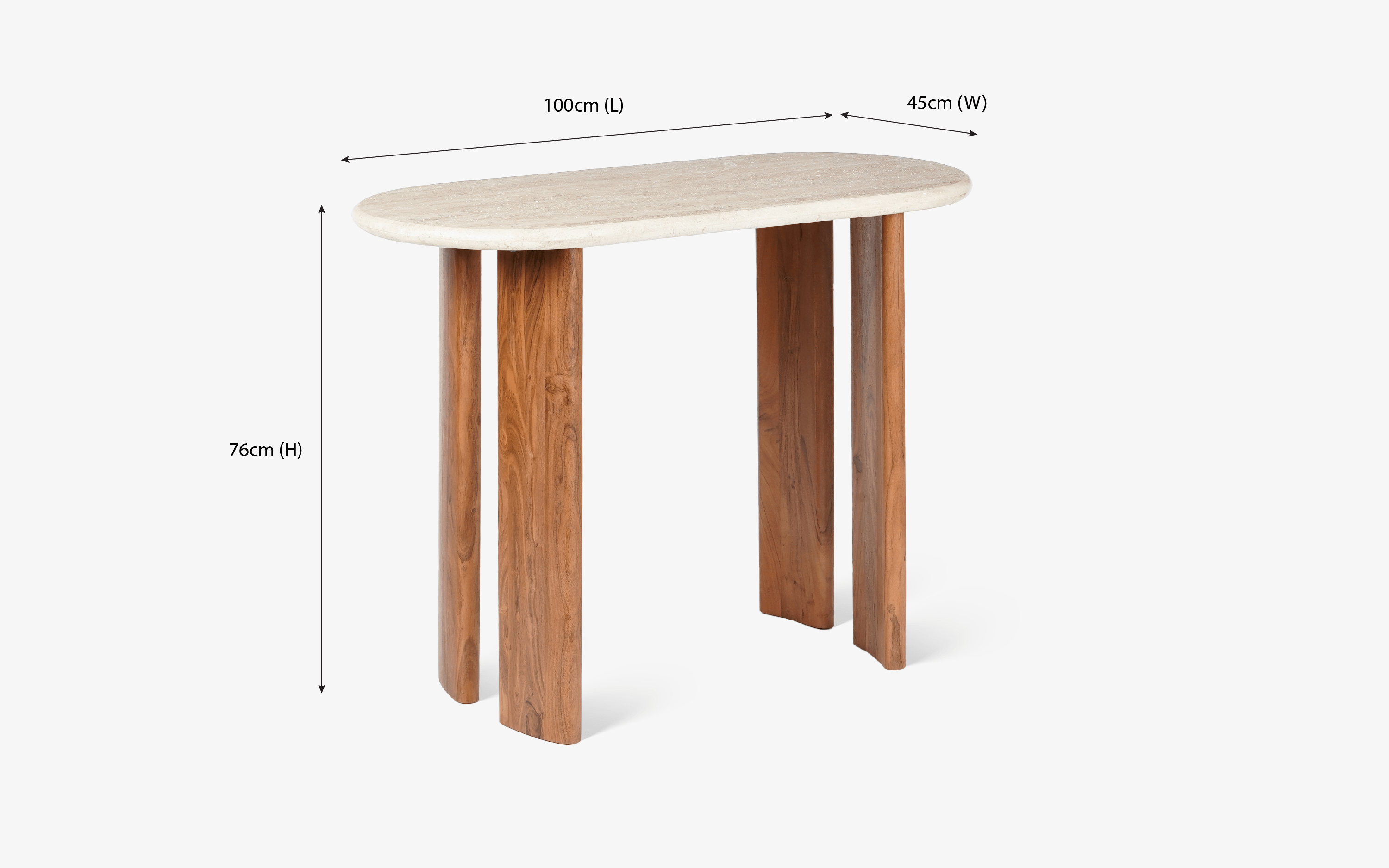 Abacus Console Table | Travertine Marble and Acacia Wood
