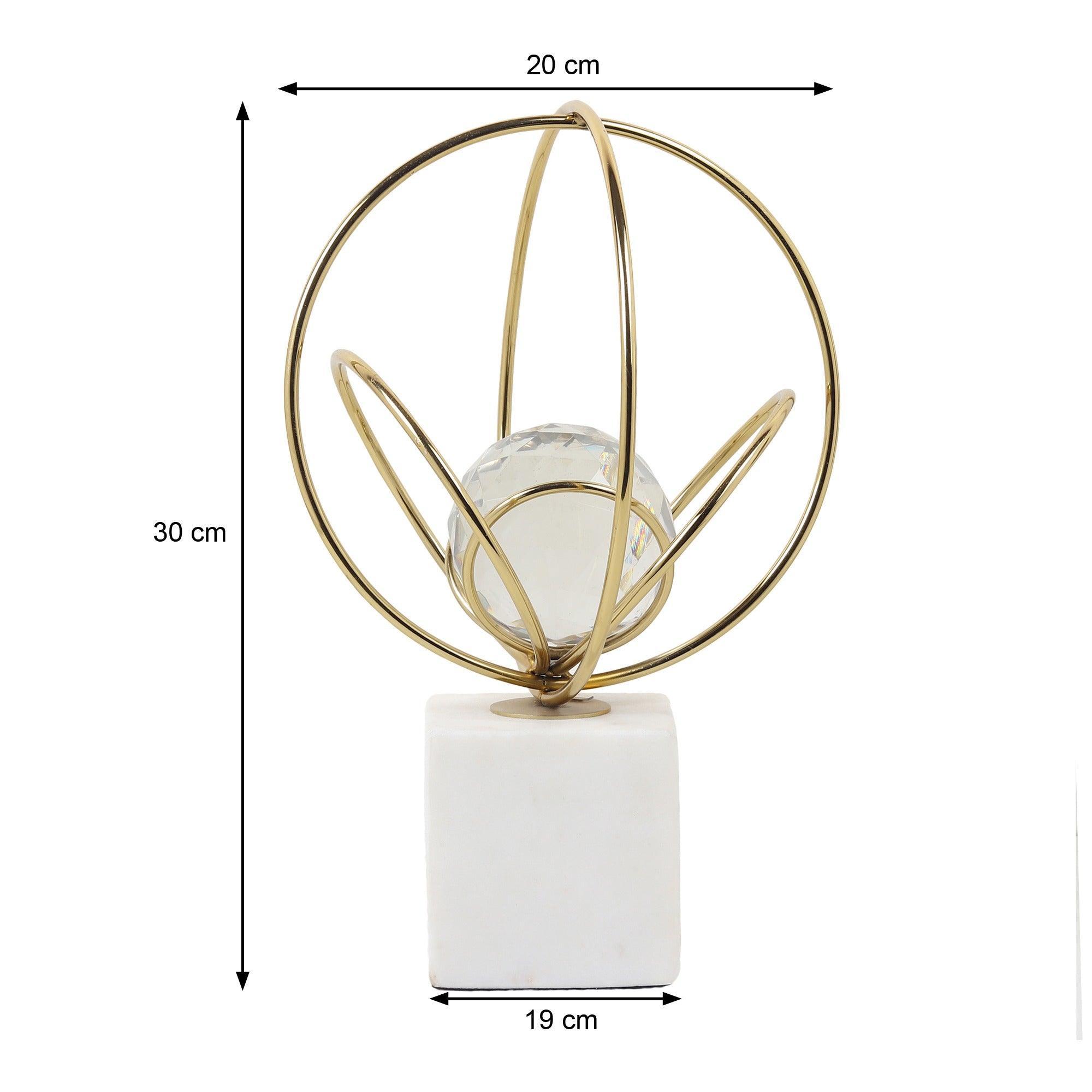 Elysian Rings Crystal Ball Sculpture