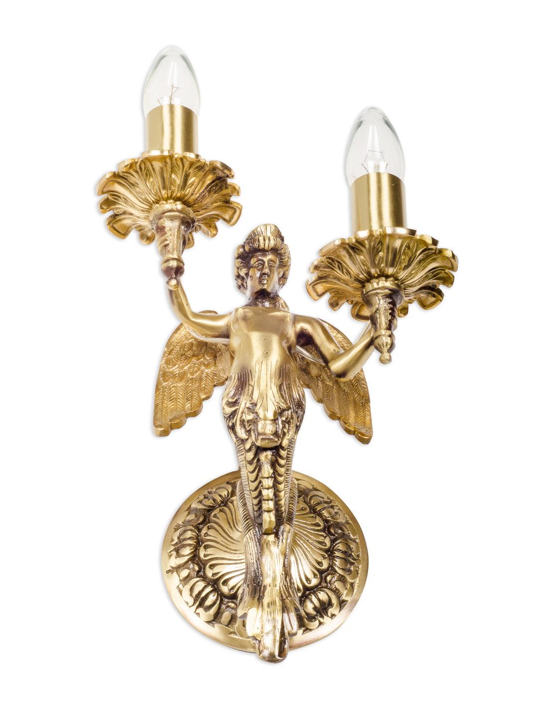 Mermaid cast brass wall sconce