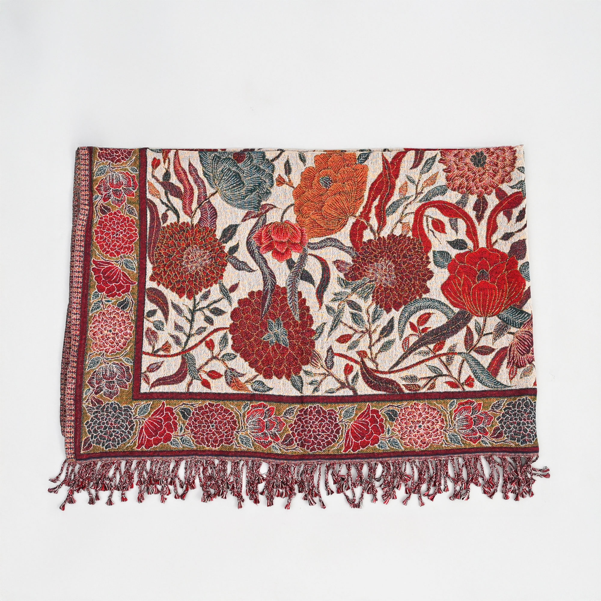 Vintage Vana Throw Blanket | Multicolor Pure Cotton & Woolen Forest-Inspired Sofa Throw