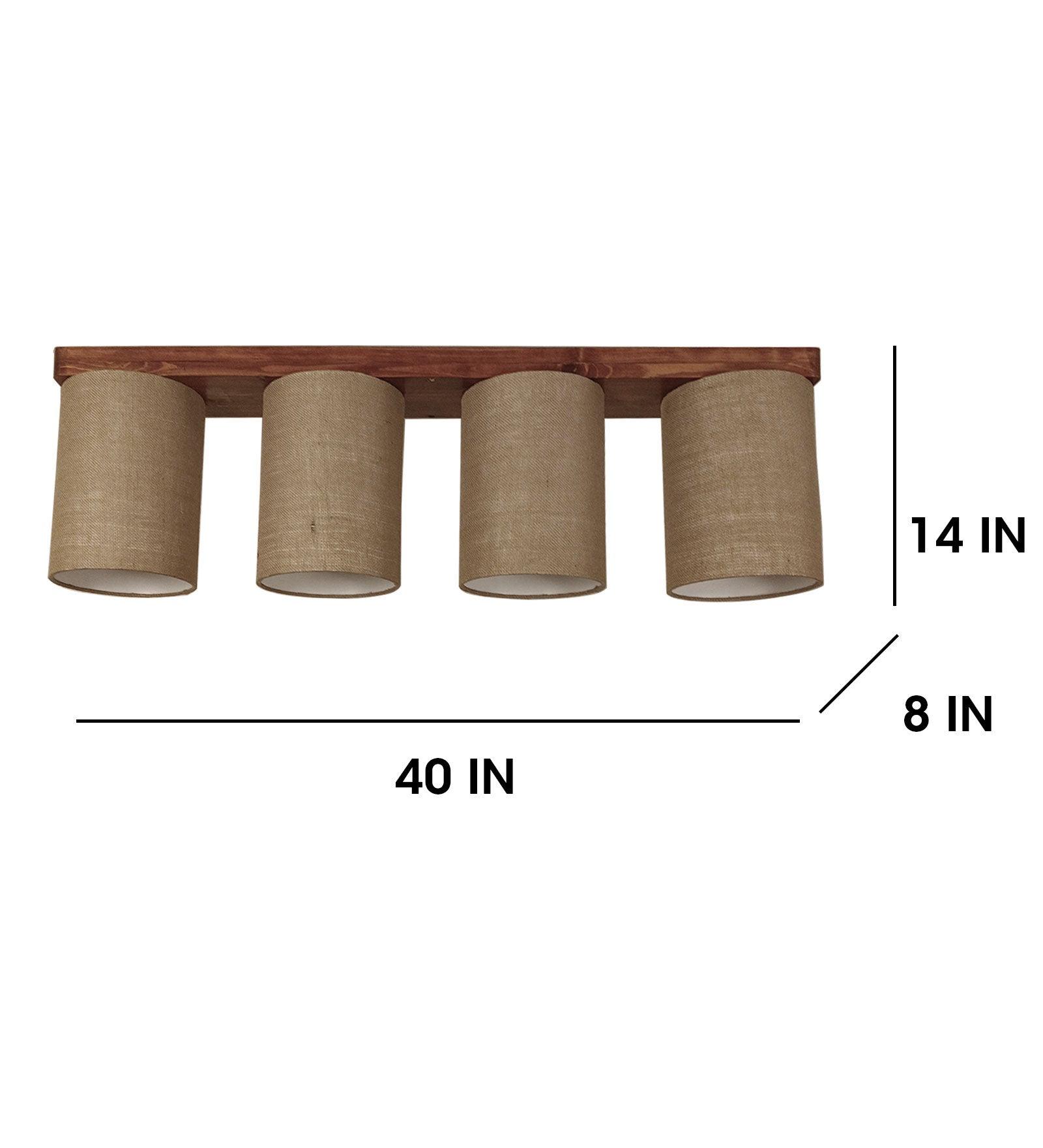 Elementary Brown Wooden 4 Series Ceiling Lamp