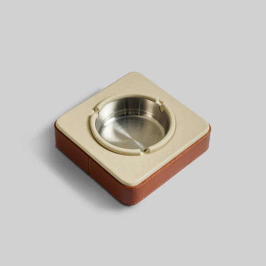 Leather Ash Tray | Beige, Brown, Black