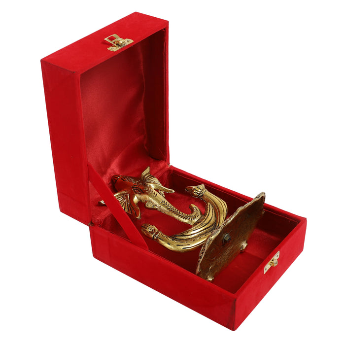 Ganesh Idol with Elegant Red Velvet Packaging