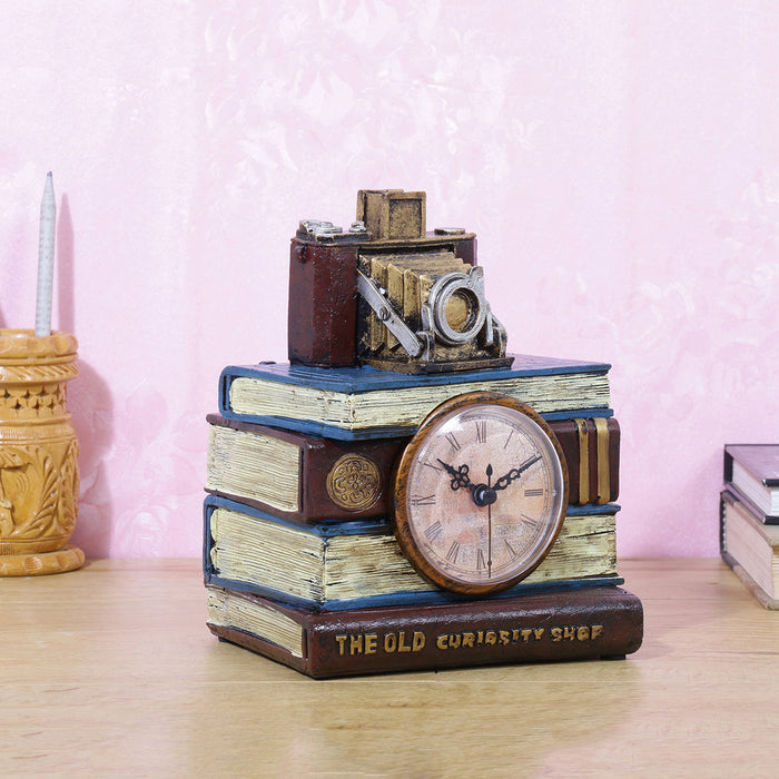 Antique Library Camera Tabletop Clock | Vintage Desk Timepiece