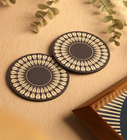 Blue Petal Wood Coaster (Set of 4)