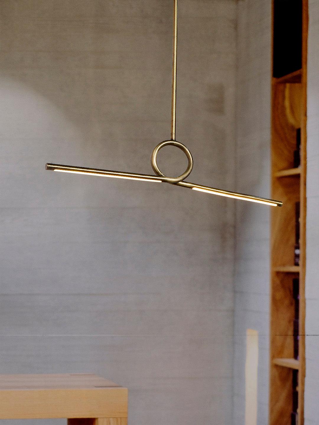 Modern Linear Antique Brass Finished Loop LED Pendant Light