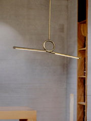 Modern Linear Antique Brass Finished Loop LED Pendant Light