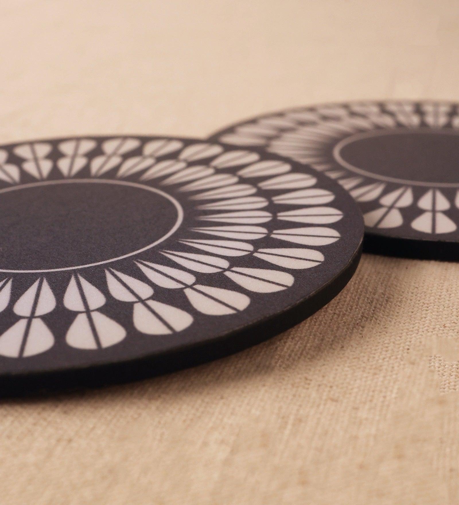 Blue Petal Wood Coaster (Set of 4)