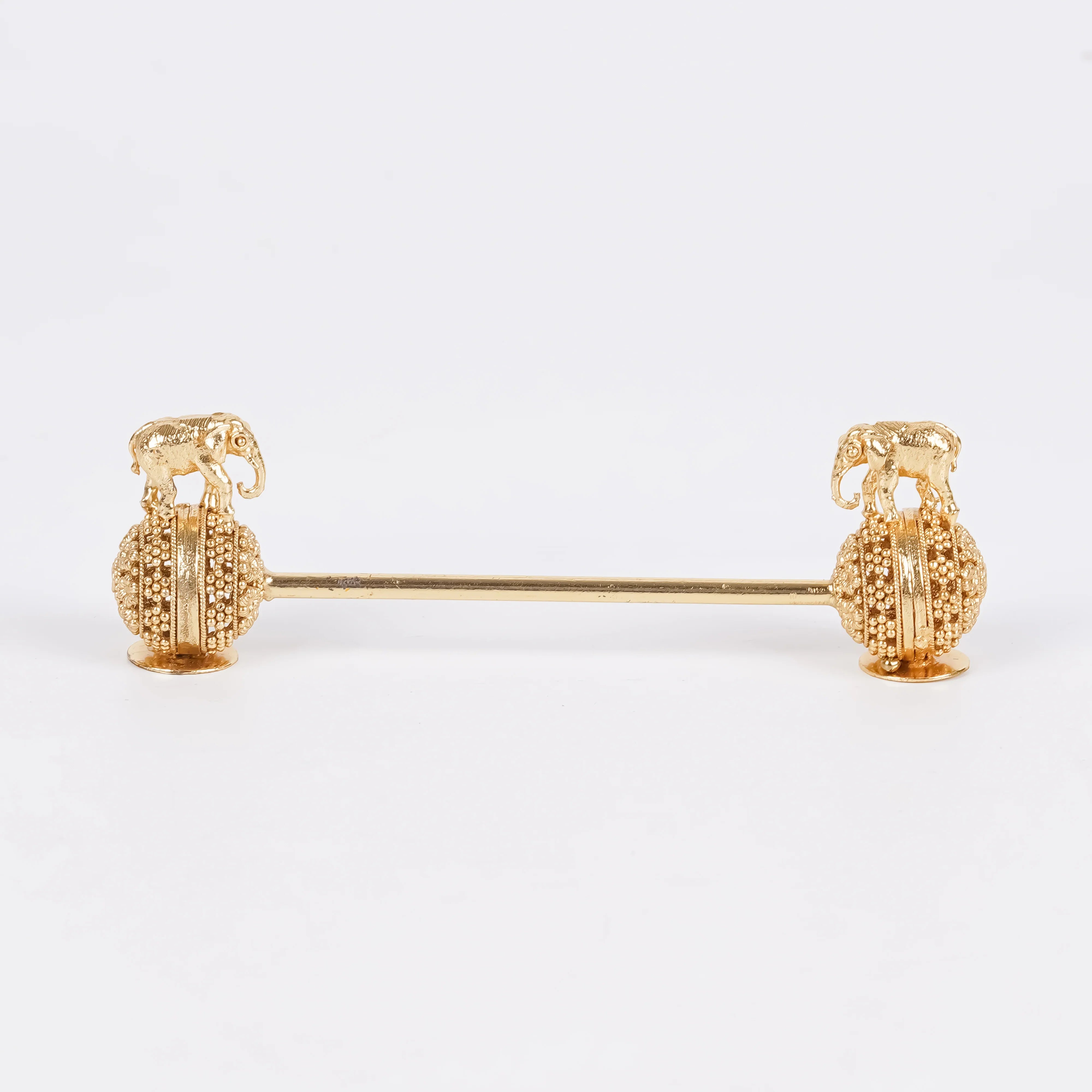 Gold Plated Brass Twin Elephant Spoon Rest