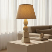 Handcrafted Terra Stones Table Lamp for Living Room | Designer Japandi Stlye Bedside & Study Lamp