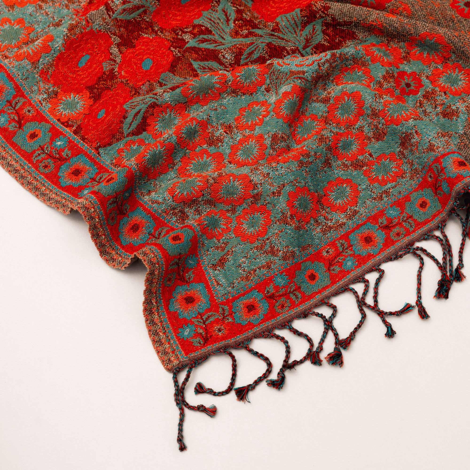 Valley of Blooms Throw Blanket | Multicolor Pure Cotton Woolen Sofa Throw