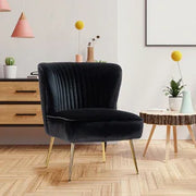 Classic Style Curved Black Velvet Accent Chair